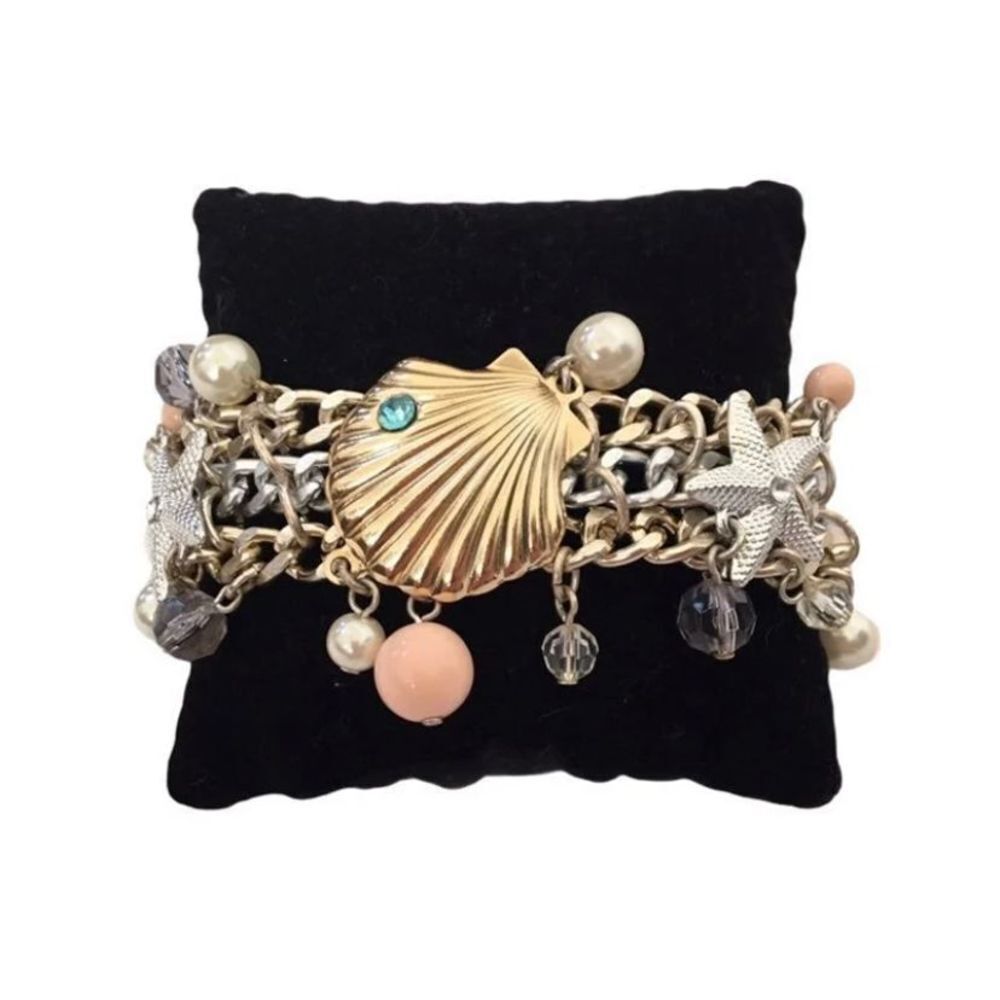 Avon Sea Treasures Chain Link Charm Bracelet Silver & Gold Tone OSFM